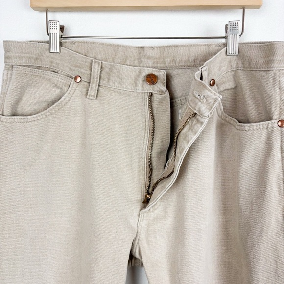 Vintage Wrangler Men’s Khaki Tan Straight Leg Jeans Sz 36x30 - Picture 8 of 9